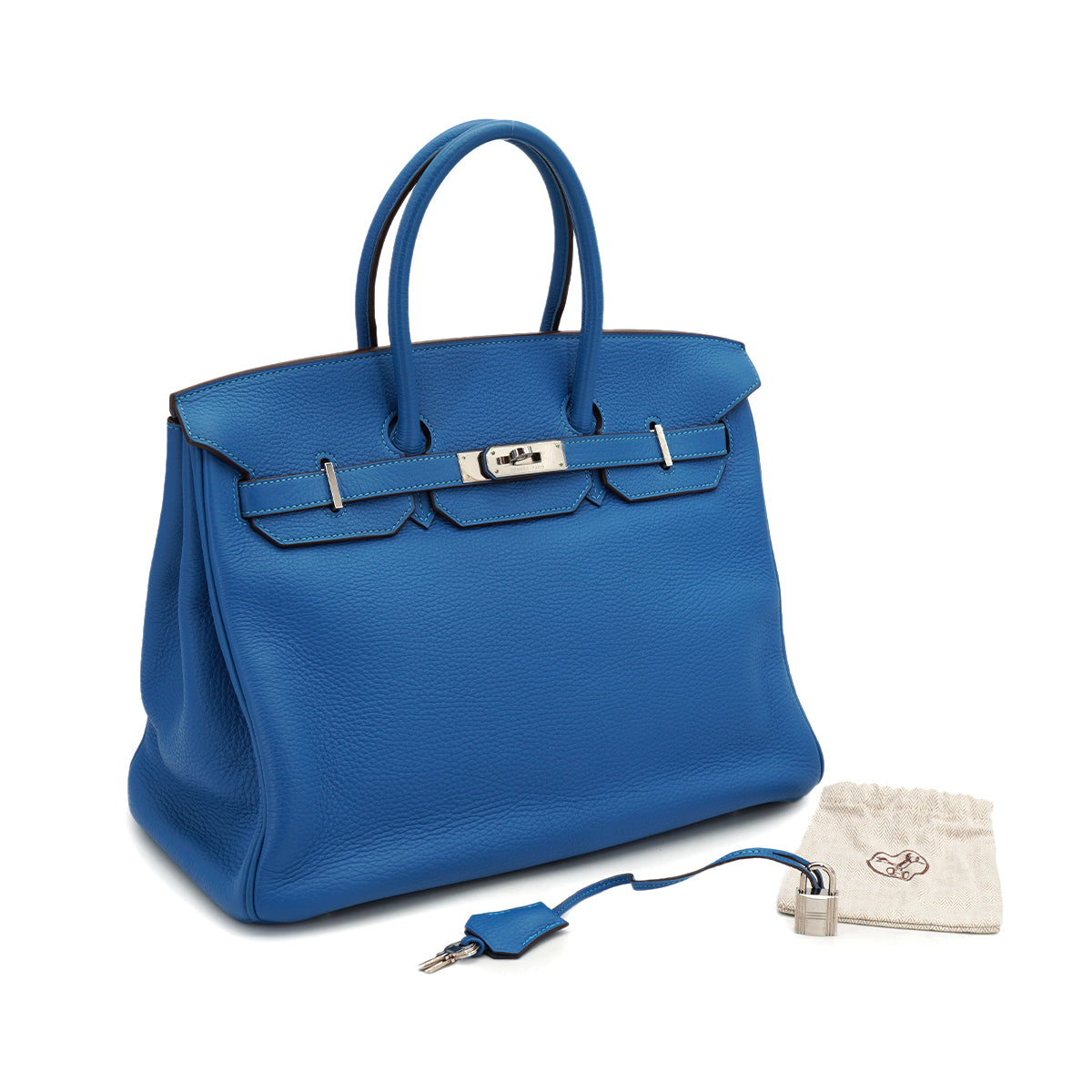 HERMES BIRKIN 35 MYKONOS TAURILLON CLEMENCE HAND BAG 2011 SQUARE O PALLADIUM HARDWARE 90331419