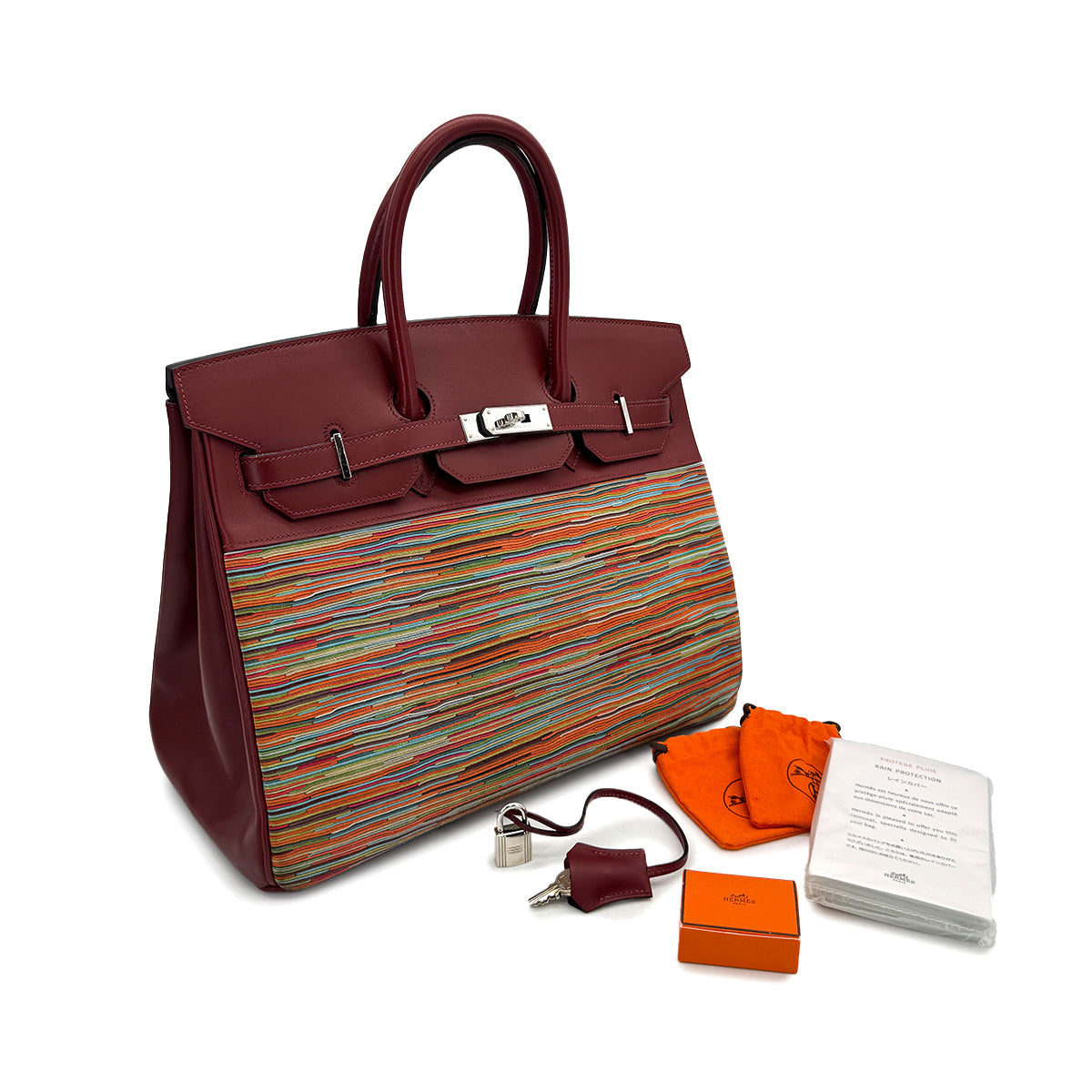 HERMES BIRKIN 35 ROUGE H BOX CALF VIBRATO HAND BAG 2006 SQUARE J PALLADIUM HARDWARE 90314312