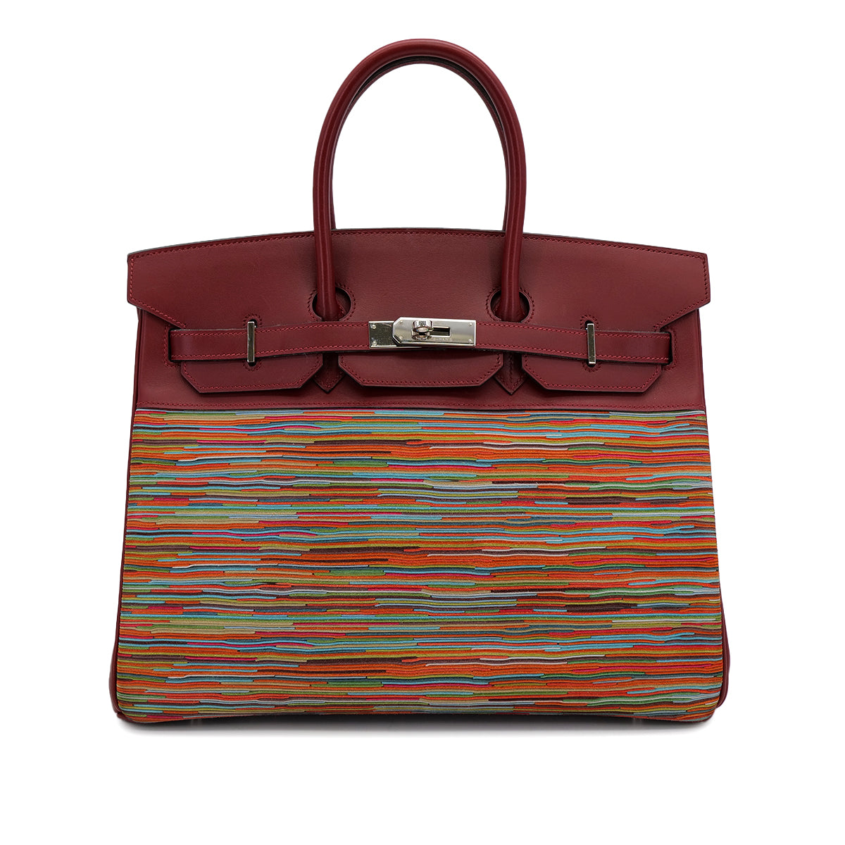 HERMES BIRKIN 35 ROUGE H BOX CALF VIBRATO HAND BAG 2006 SQUARE J PALLADIUM HARDWARE 90314312