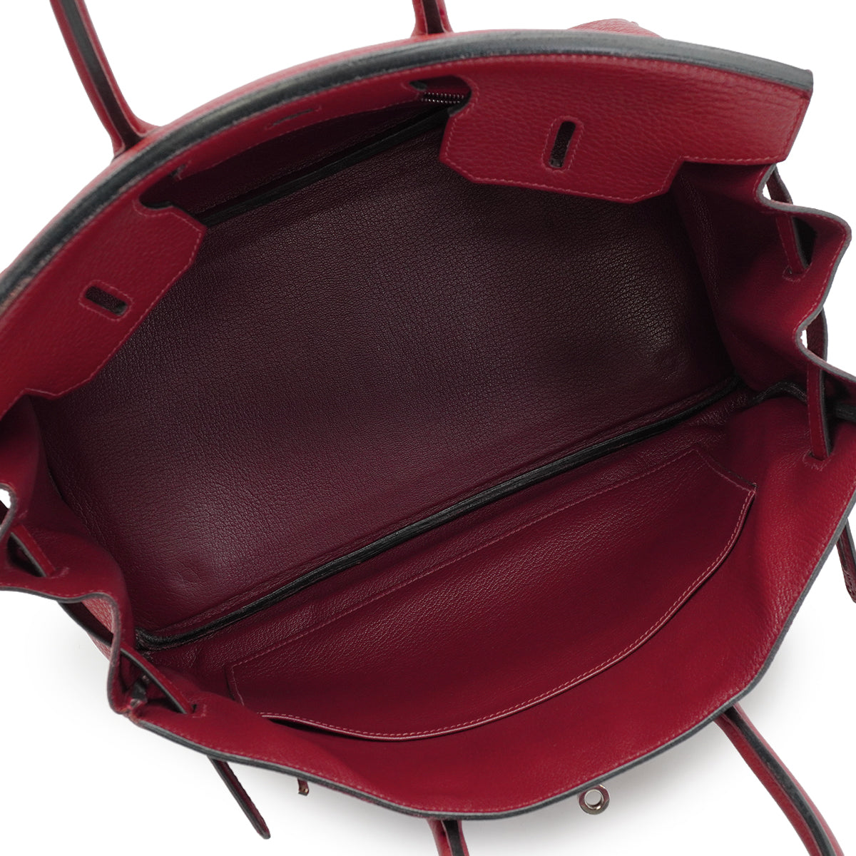 HERMES BIRKIN 35 ROUGE H TAURILLON CLEMENCE HAND BAG 2005 SQUARE I PALLADIUM HARDWARE 90342565