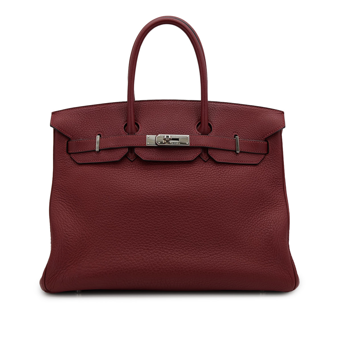HERMES BIRKIN 35 ROUGE H TAURILLON CLEMENCE HAND BAG 2008 SQUARE L PALLADIUM HARDWARE 90322020