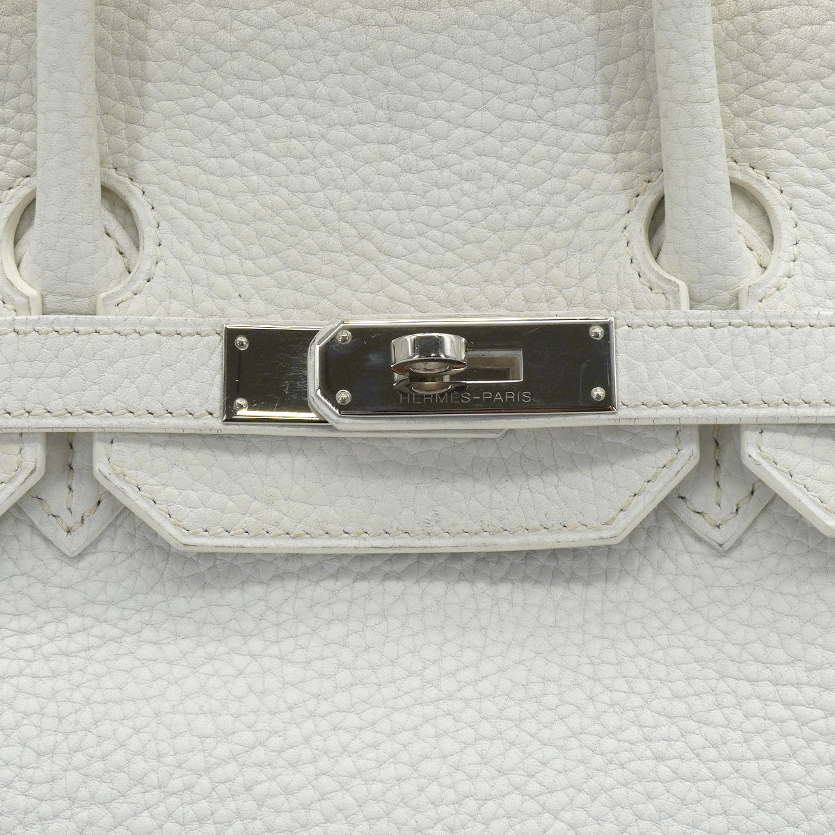 HERMES BIRKIN 35 WHITE TAURILLON CLEMENCE HAND BAG 2006 SQUARE J PALLADIUM HARDWARE 90338298