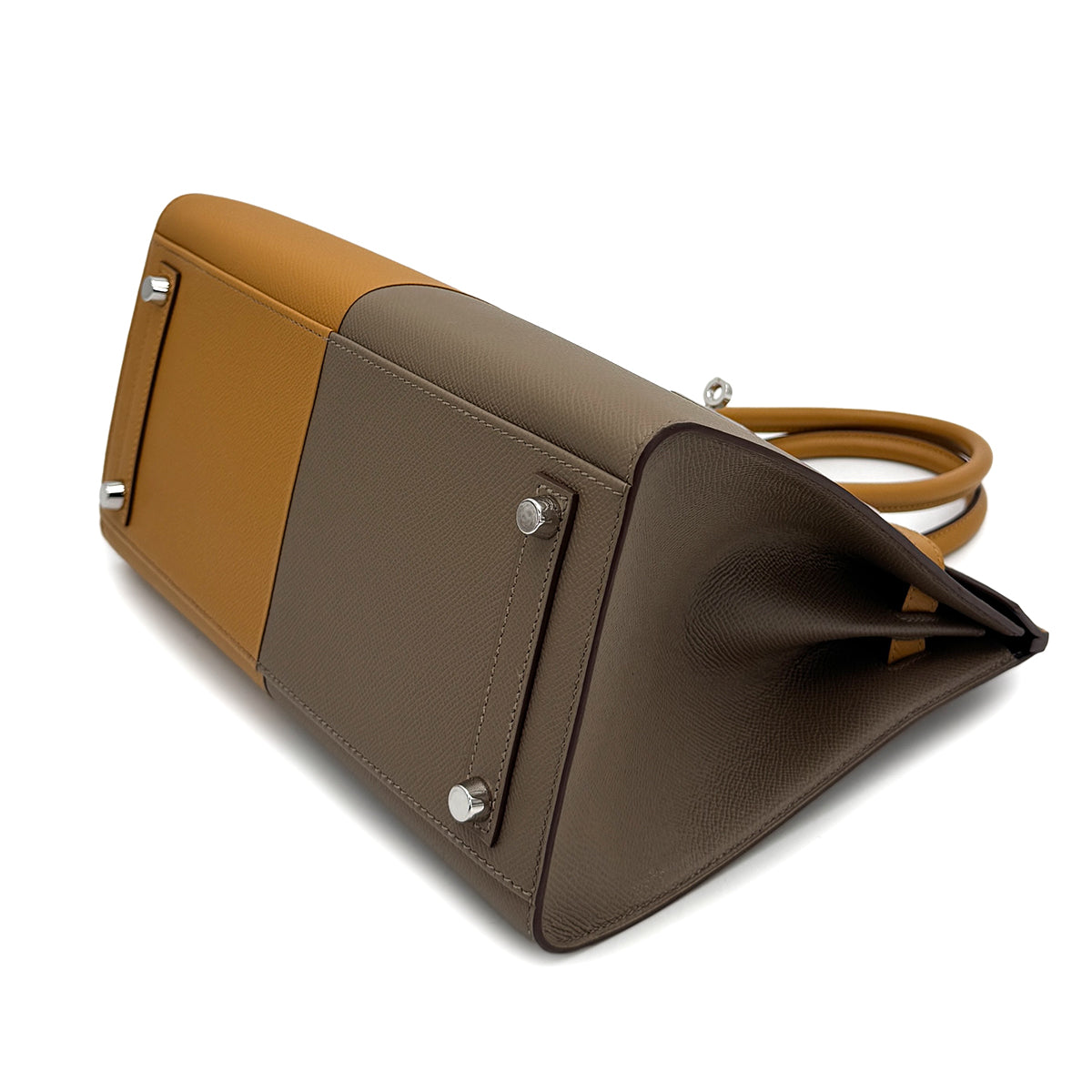 HERMES BIRKIN SELLIER CASAQUE 30 ETOUPE SESAME BLUE INDIGO EPSOM HAND BAG 2021 Z STAMP PALLADIUM HARDWARE 90314763