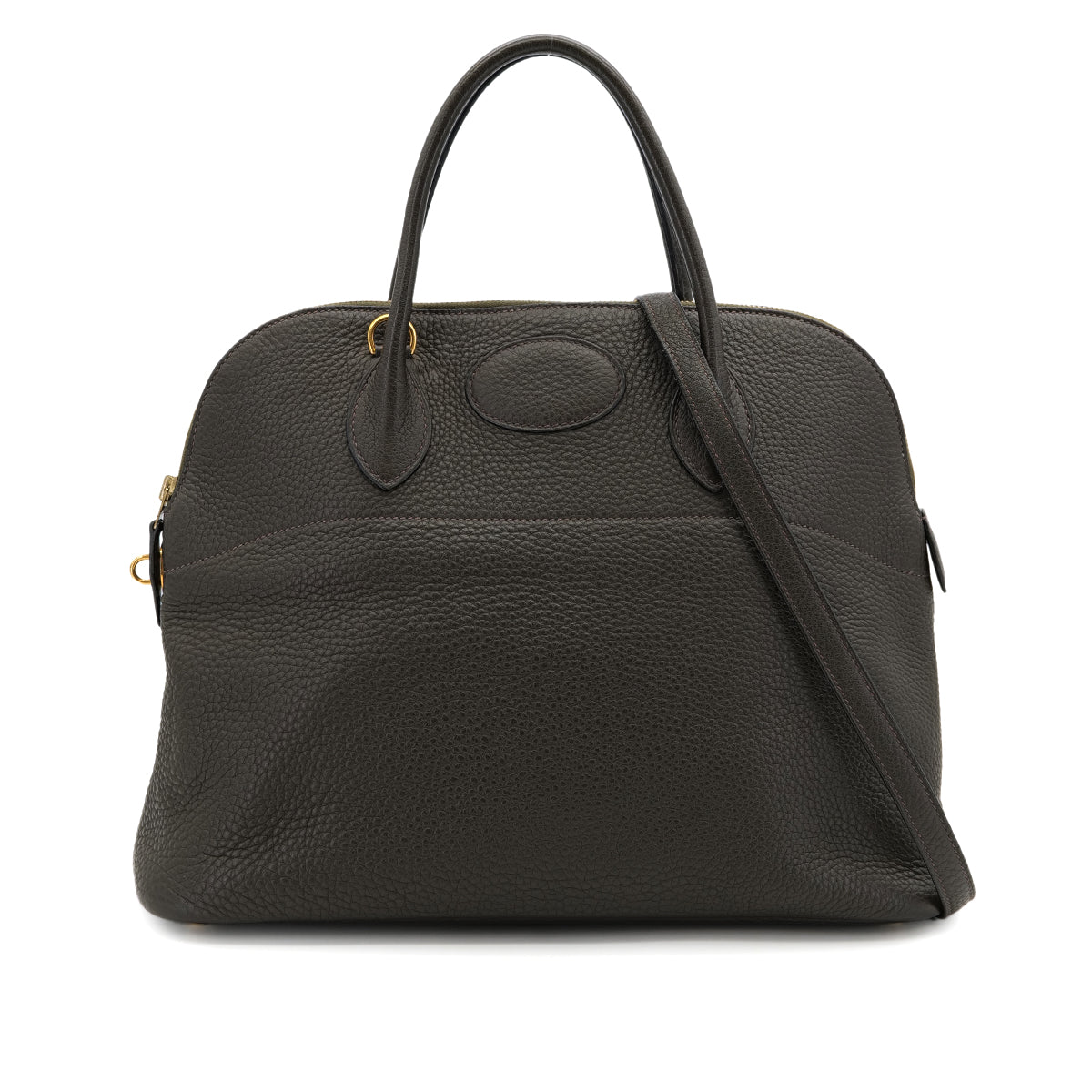 HERMES BOLIDE 35 VERT OLIVE TAURILLON CLEMENCE HAND SHOULDER BAG 2005 SQUARE I GOLD HARDWARE 90325607