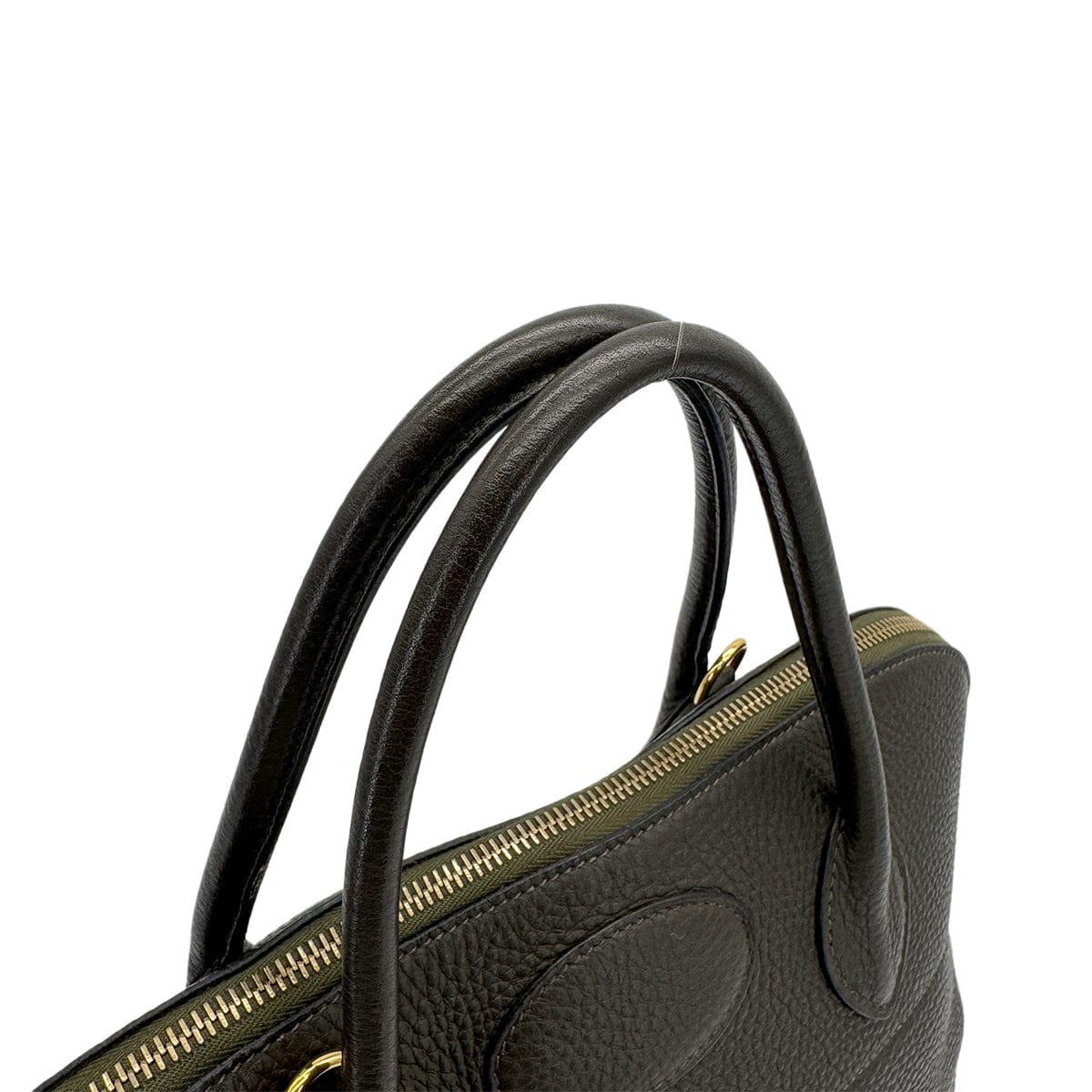 HERMES BOLIDE 35 VERT OLIVE TAURILLON CLEMENCE HAND SHOULDER BAG 2005 SQUARE I GOLD HARDWARE 90325607