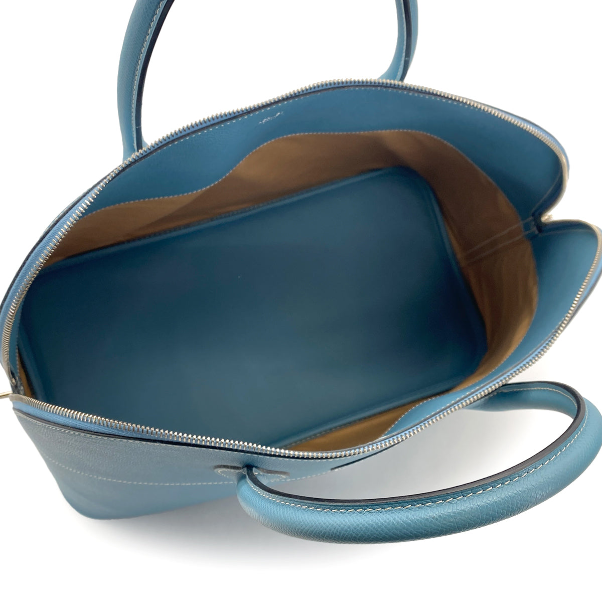 HERMES BOLIDE 45 BLUE JEAN VEAU EPSOM HAND BAG 2007 SQUARE K PALLADIUM HARDWARE 90317857