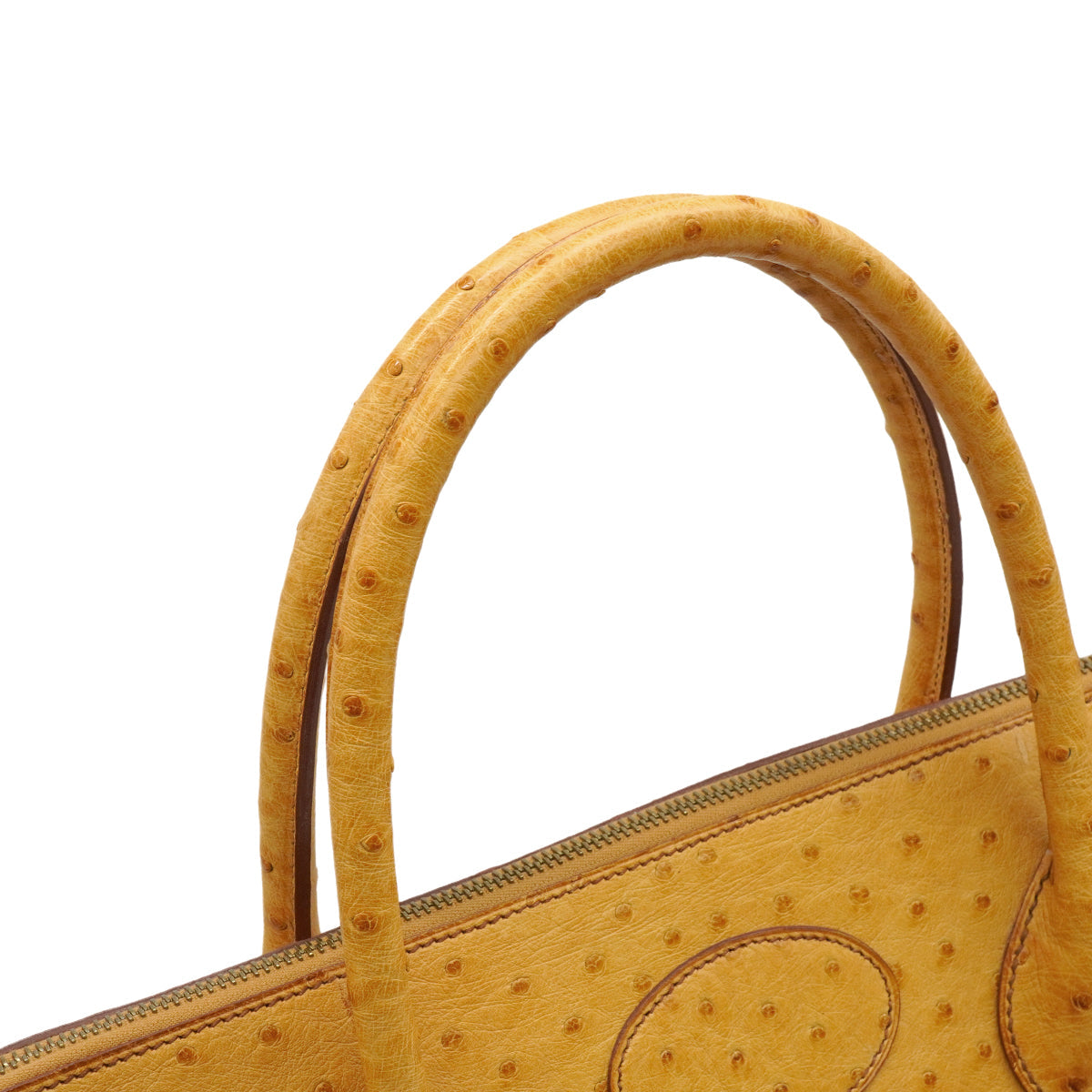 HERMES BOLIDE 45 CHESTNUT OSTRICH HAND BAG 1993 CIRCLE W GOLD HARDWARE 90348208