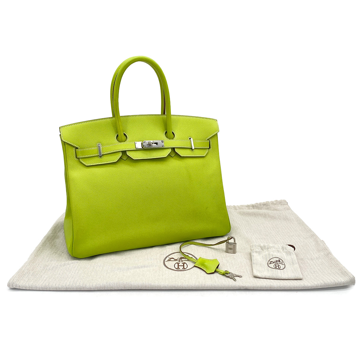 HERMES CANDY BIRKIN 35 KIWI LICHEN VEAU EPSOM HAND BAG 2011 SQUARE O PALLADIUM HARDWARE 90327981