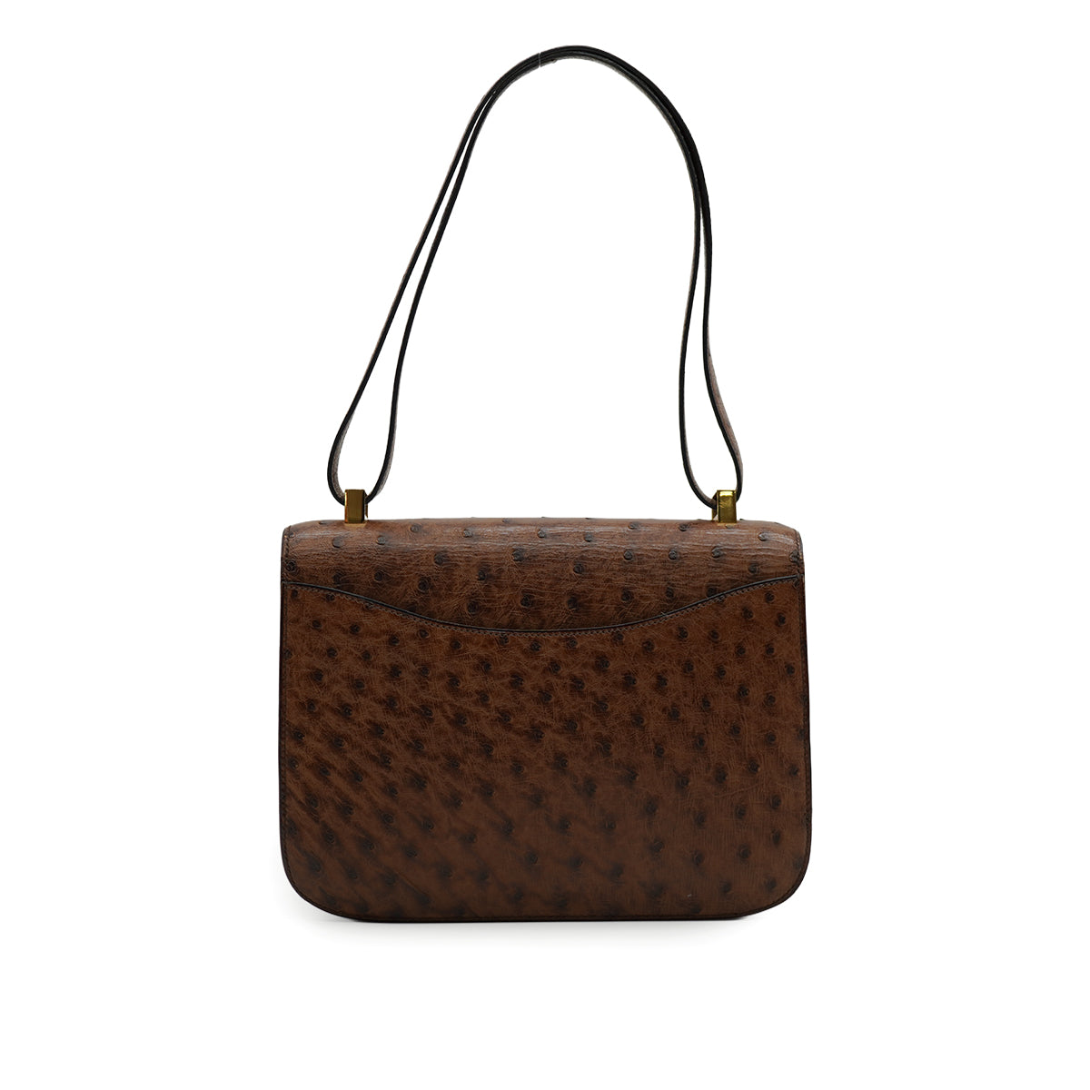 HERMES CONSTANCE 23 ETRUSQUE OSTRICH SHOULDER BAG 1986 CIRCLE P GOLD HARDWARE 90335143