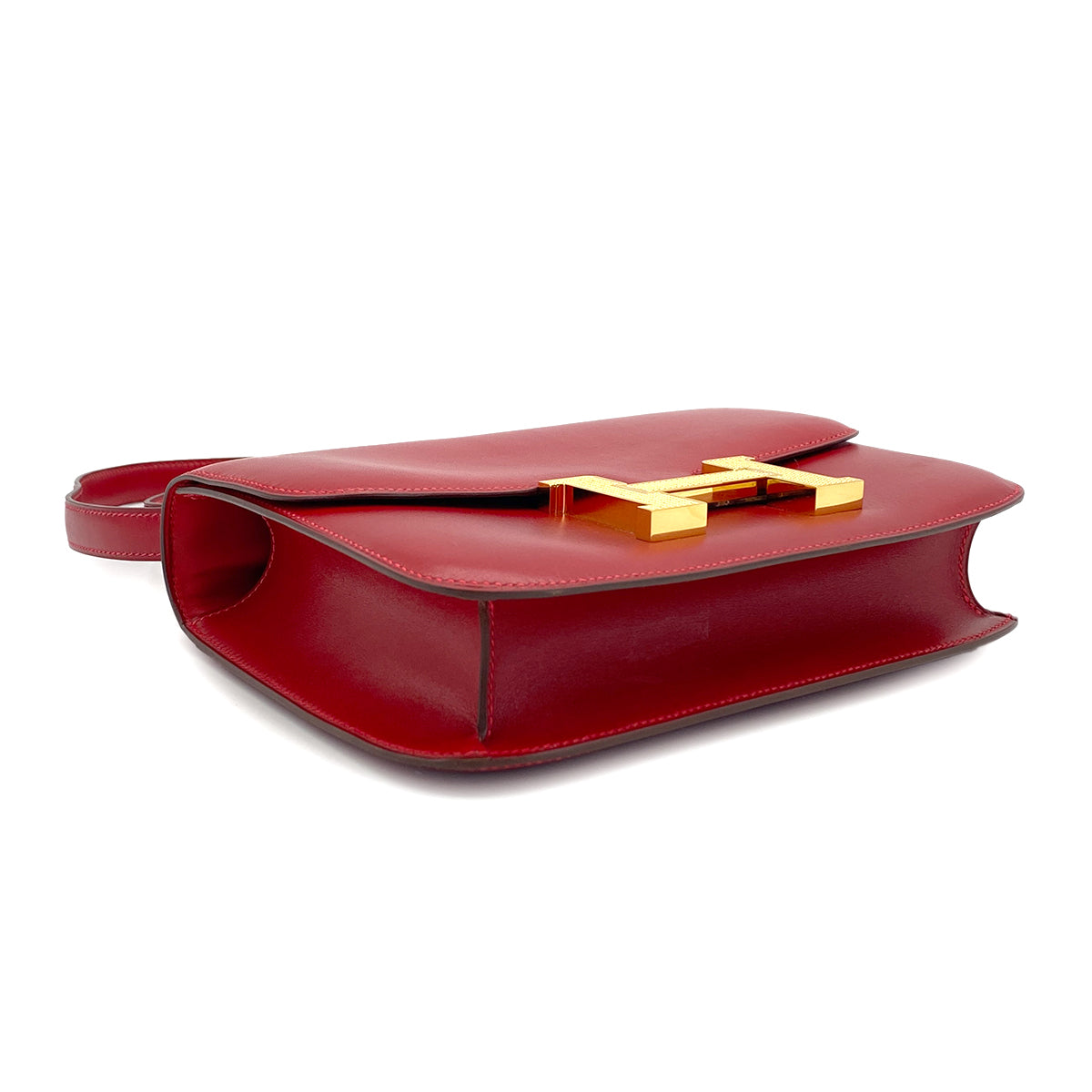 HERMES CONSTANCE 24 ROUGE GARANCE BOX CALF SHOULDER BAG 2011 SQUARE O GUILLOCHE HARDWARE 90324746