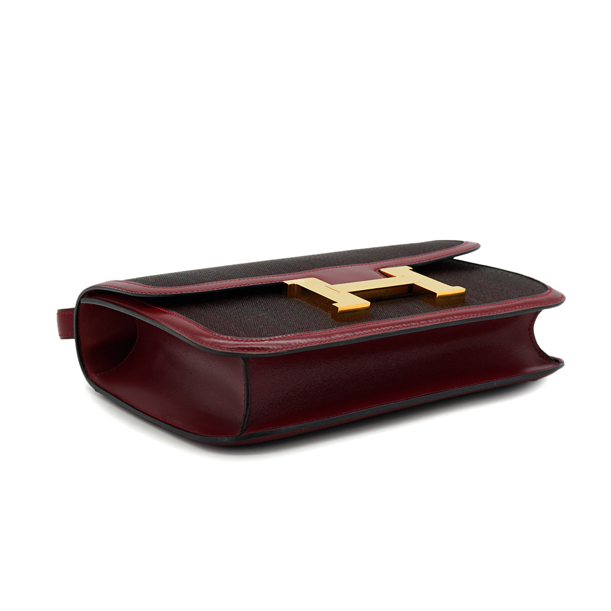 HERMES CONSTANCE 24 ROUGE H CRINOLINE BOX CALF SHOULDER BAG 1978 CIRCLE H GOLD HARDWARE 90332920