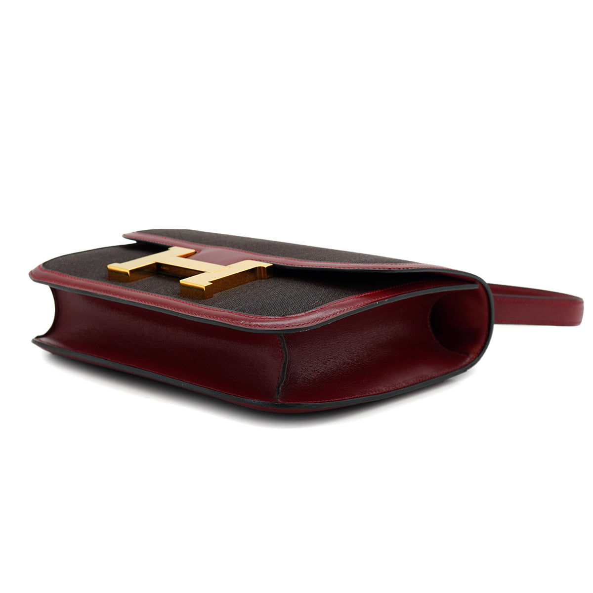 HERMES CONSTANCE 24 ROUGE H CRINOLINE BOX CALF SHOULDER BAG 1978 CIRCLE H GOLD HARDWARE 90332920