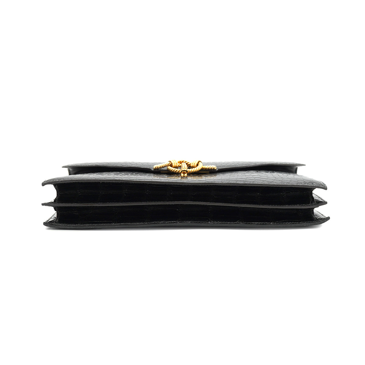 HERMES CORDELIERE ALLIGATOR BLACK HAND BAG 1990 CIRCLE T GOLD HARDWARE 90335570