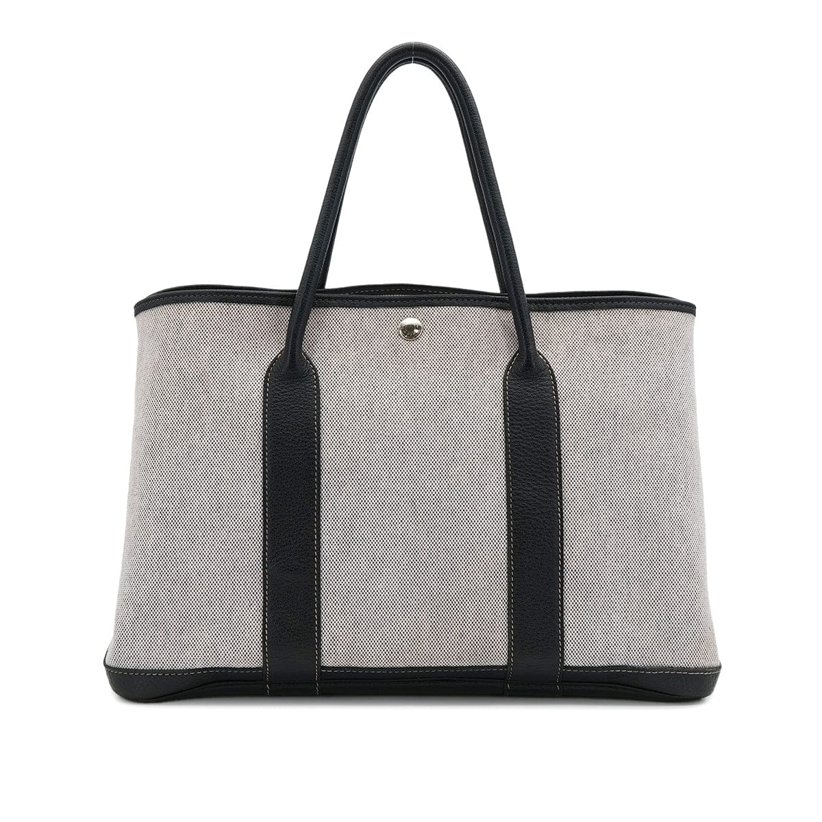 HERMES GARDEN PARTY 36 PM BLACK ECRU TOILE H BUFFLE SKIPPER TOTE BAG 2003 SQUARE G 90318623