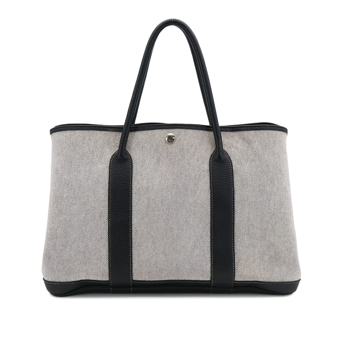 HERMES GARDEN PARTY 36 PM BLACK ECRU TOILE H BUFFLE SKIPPER TOTE BAG 2003 SQUARE G 90318623