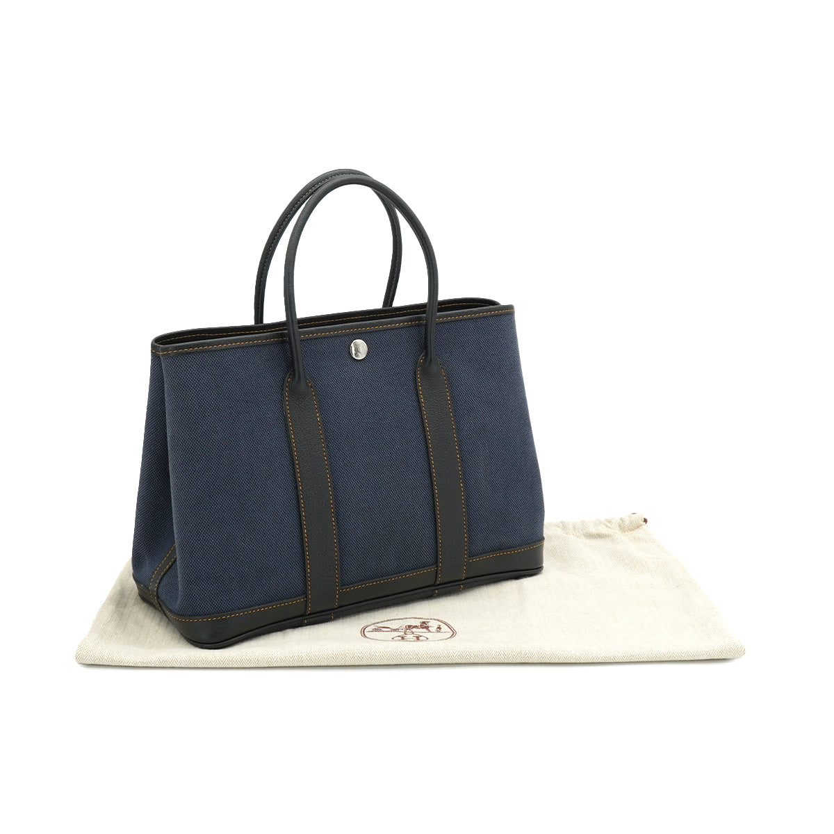 HERMES GARDEN PARTY TPM BLACK DENIM FONC BUFFLE SKIPPER TOILE H HAND BAG 2012 SQUARE P 90335887