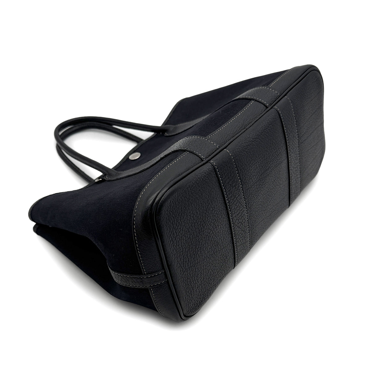 HERMES GARDEN PARTY TPM BLACK TOILE OFFICIER BUFFLE SKIPPER HAND SHOULDER BAG 2004 SQUARE H 90314341