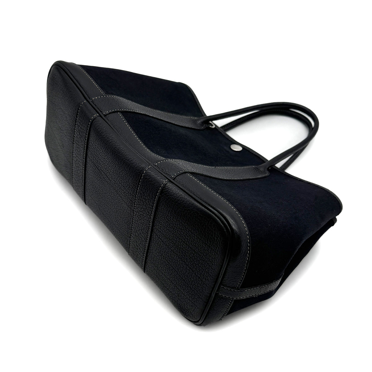 HERMES GARDEN PARTY TPM BLACK TOILE OFFICIER BUFFLE SKIPPER HAND SHOULDER BAG 2004 SQUARE H 90314341