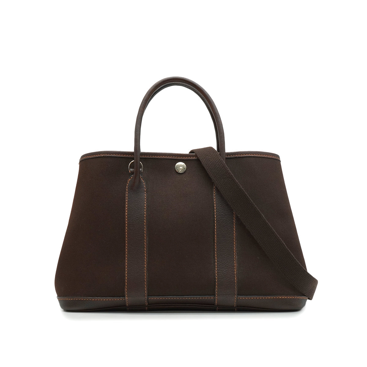 HERMES GARDEN PARTY TPM MARRON TOILE OFFICIER TOTE BAG 2004 SQUARE H 90346651