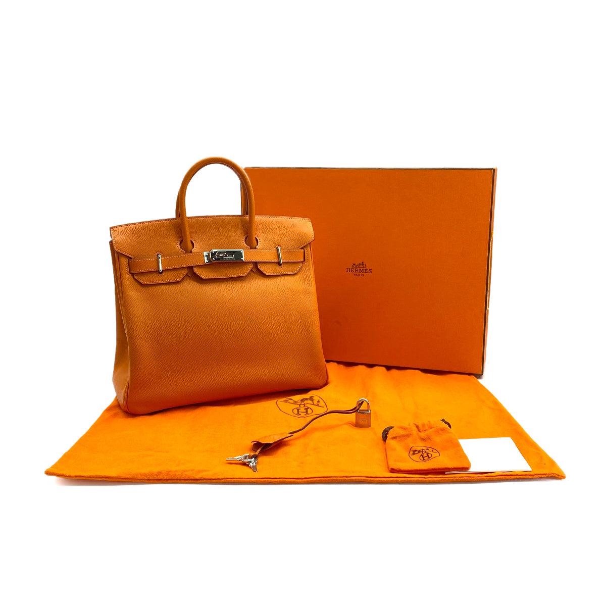 HERMES HAUT A COURROIES 28 ORANGE EPSOM HAND BAG 2007 SQUARE K PALLADIUM HARDWARE 90312506