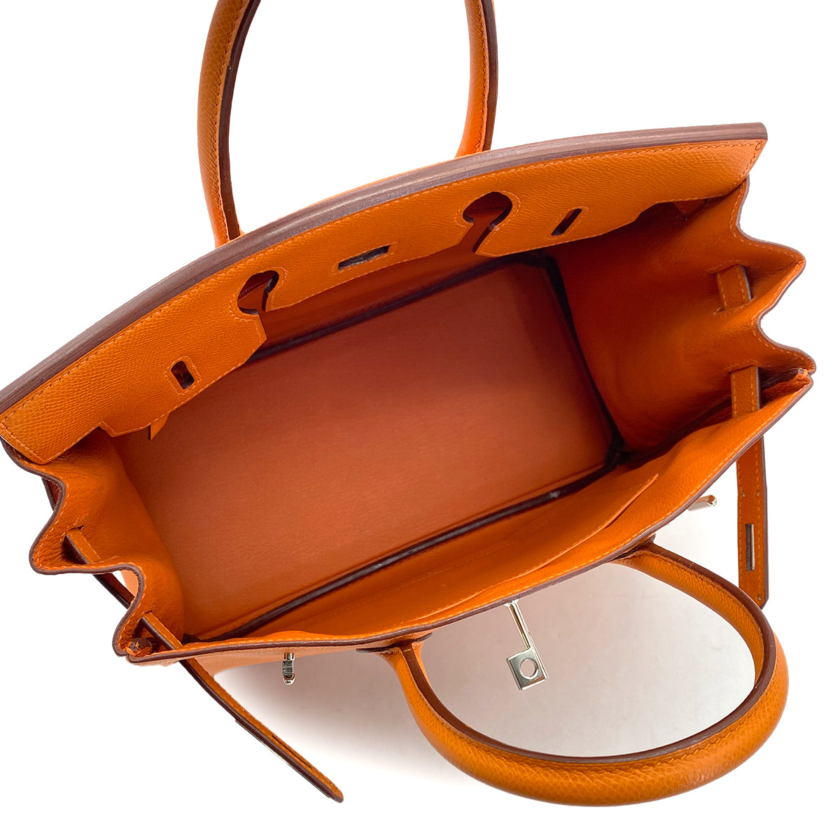 HERMES HAUT A COURROIES 28 ORANGE EPSOM HAND BAG 2007 SQUARE K PALLADIUM HARDWARE 90312506