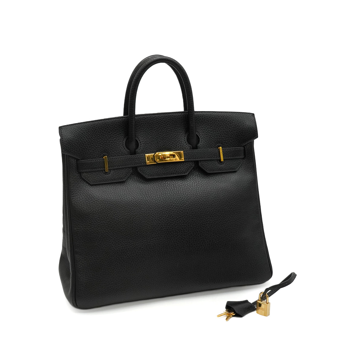 HERMES HAUT A COURROIES 32 BLACK ARDENNES HAND BAG 1996 CIRCLE Z GOLD HARDWARE 90344865