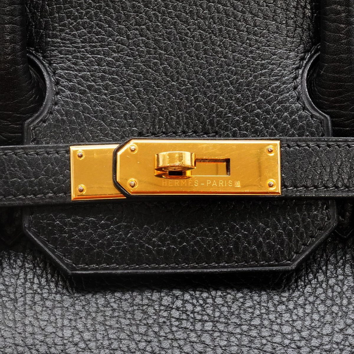 HERMES HAUT A COURROIES 32 BLACK ARDENNES HAND BAG 1996 CIRCLE Z GOLD HARDWARE 90344865