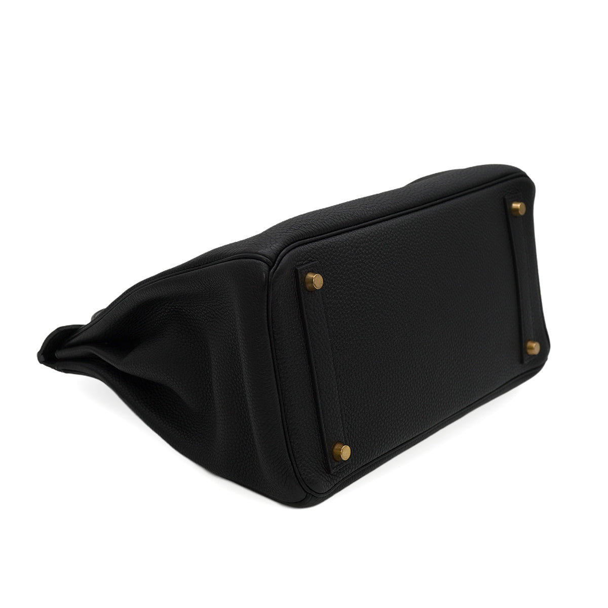 HERMES HAUT A COURROIES 32 BLACK TOGO HAND BAG 2004 SQUARE H GOLD HARDWARE 90345055