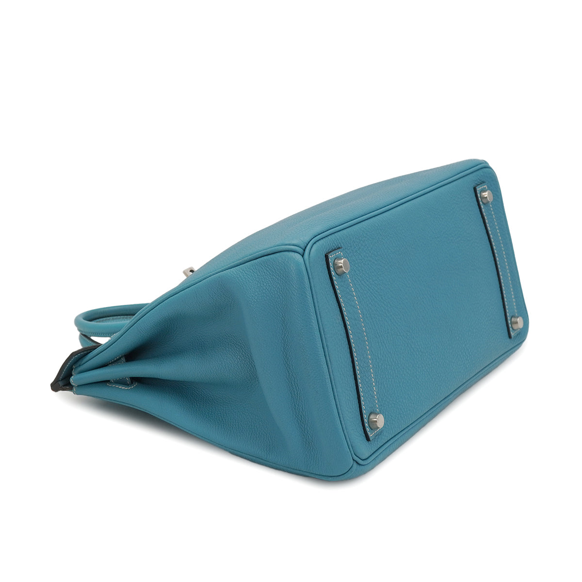 HERMES HAUT A COURROIES 32 BLUE JEAN TOGO HAND BAG 2006 SQUARE J PALLADIUM HARDWARE 90331958