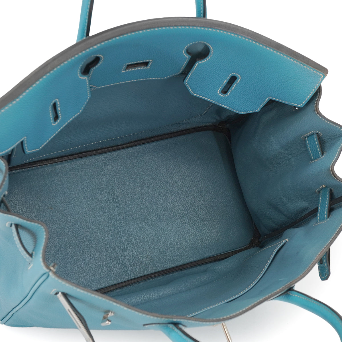 HERMES HAUT A COURROIES 32 BLUE JEAN TOGO HAND BAG 2006 SQUARE J PALLADIUM HARDWARE 90331958