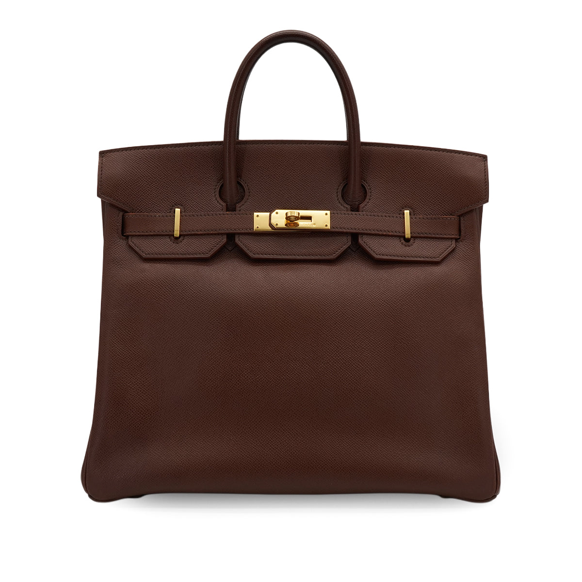 HERMES HAUT A COURROIES 32 HABANA COURCHEVEL HAND BAG 1995 CIRCLE Y GOLD HARDWARE 90340451