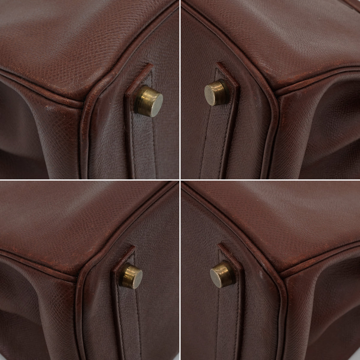 HERMES HAUT A COURROIES 32 HABANA COURCHEVEL HAND BAG 1995 CIRCLE Y GOLD HARDWARE 90340451
