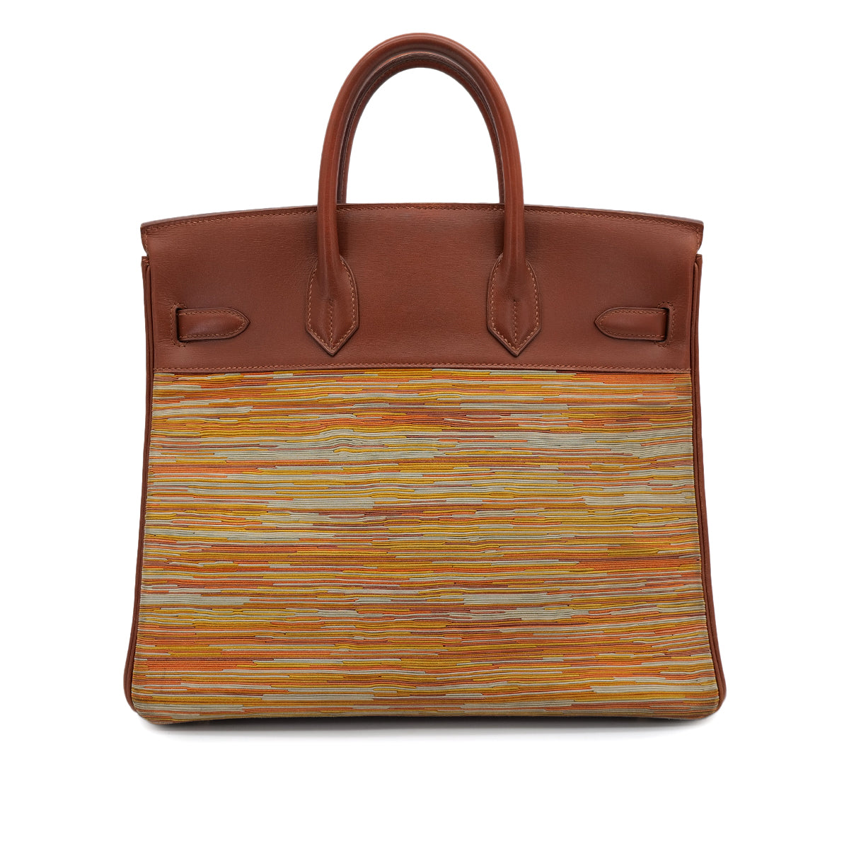 HERMES HAUT A COURROIES 32 MULTICOLOR BOXCALF VIBRATO HAND BAG 2002 SQUARE F GOLD HARDWARE 90314770
