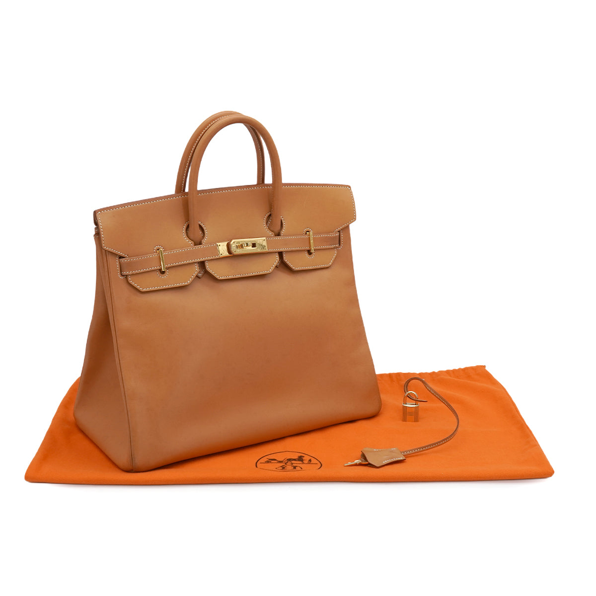 HERMES HAUT A COURROIES 32 NATURAL VEAU BARENIA HAND BAG 1997 SQUARE A GOLD HARDWARE 90346640
