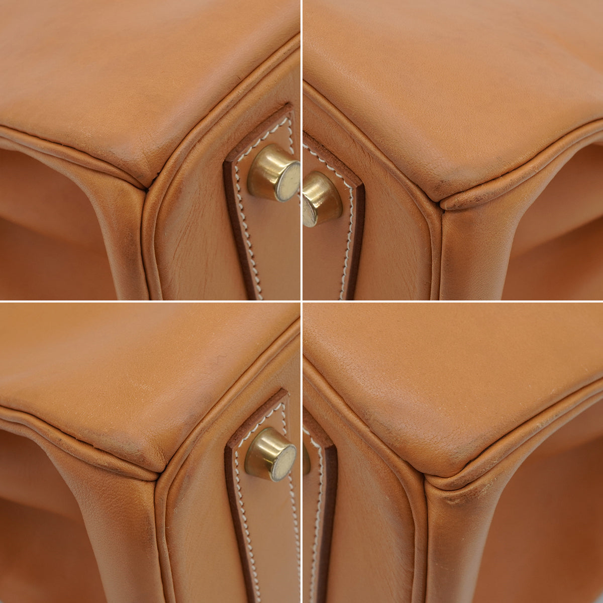 HERMES HAUT A COURROIES 32 NATURAL VEAU BARENIA HAND BAG 1997 SQUARE A GOLD HARDWARE 90346640