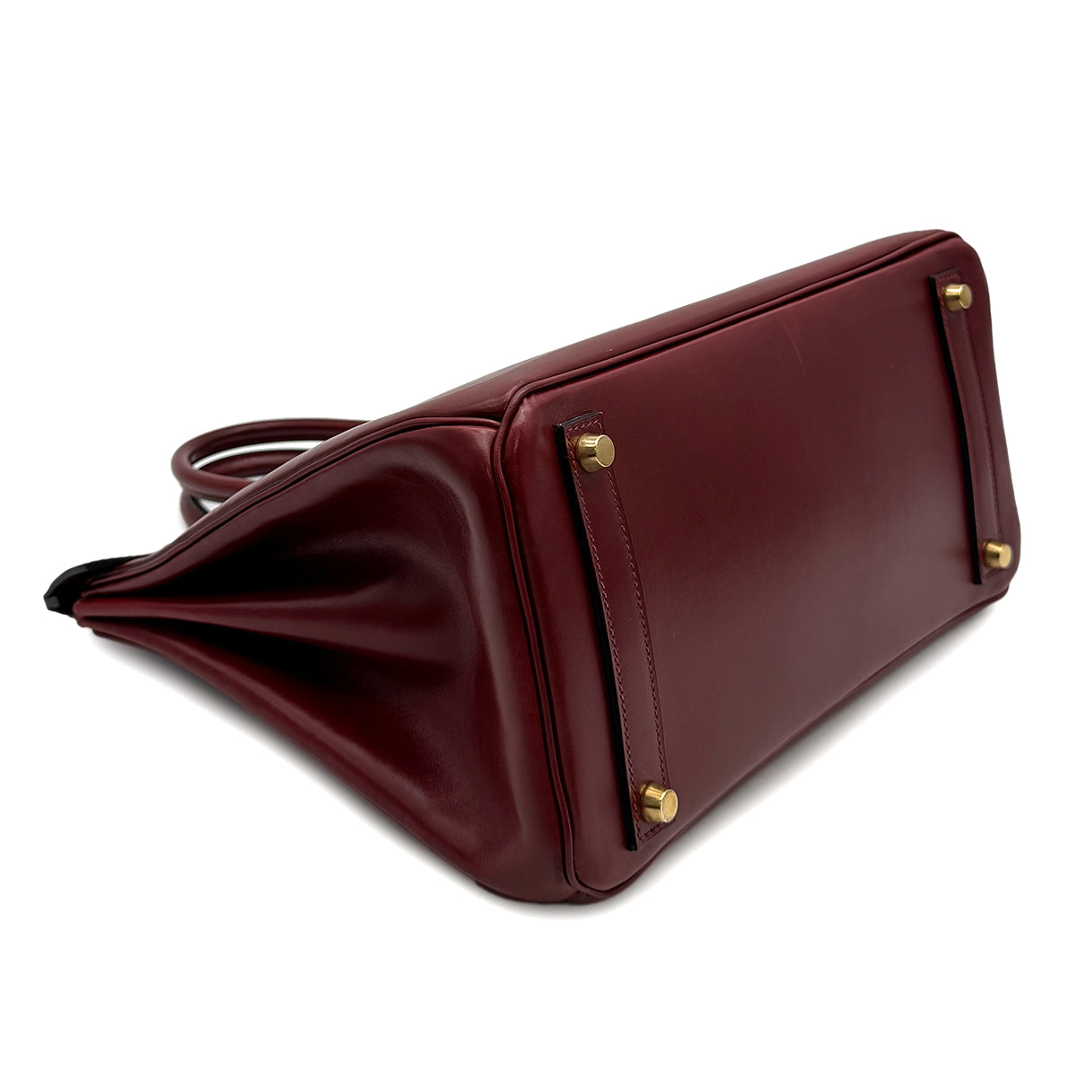 HERMES HAUT A COURROIES 32 ROUGE H BOXCALF HAND BAG 2002 SQUARE F GOLD HARDWARE 90314404