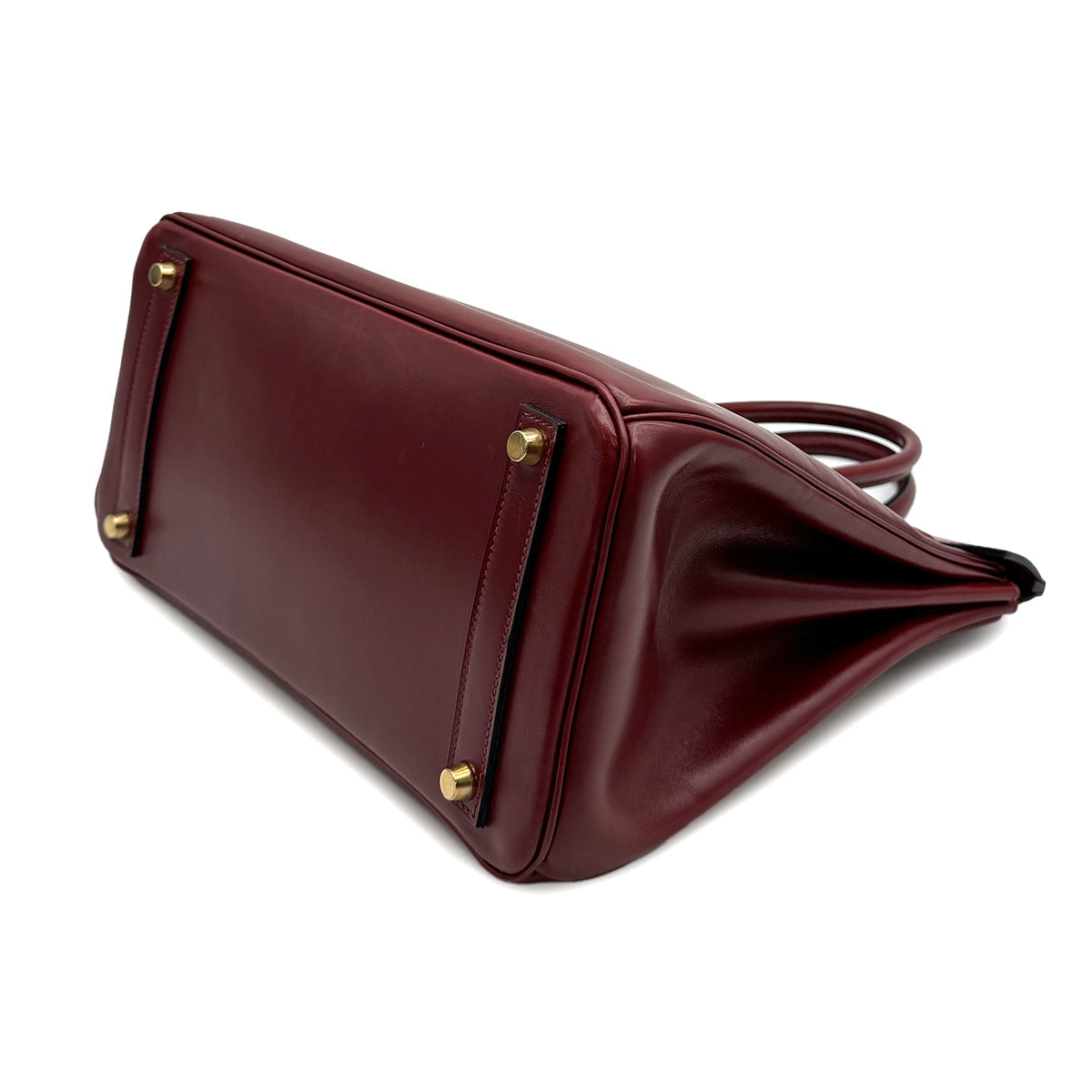 HERMES HAUT A COURROIES 32 ROUGE H BOXCALF HAND BAG 2002 SQUARE F GOLD HARDWARE 90314404