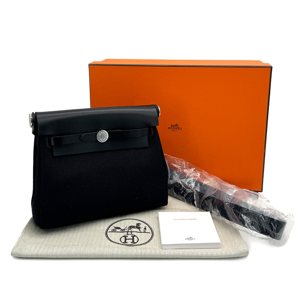 HERMES HER BAG ZIP 20 MINI BLACK VACHE HUNTER TOILE MILITAIRE TOTE SHOULDER BAG 2025 K STAMP 90319691