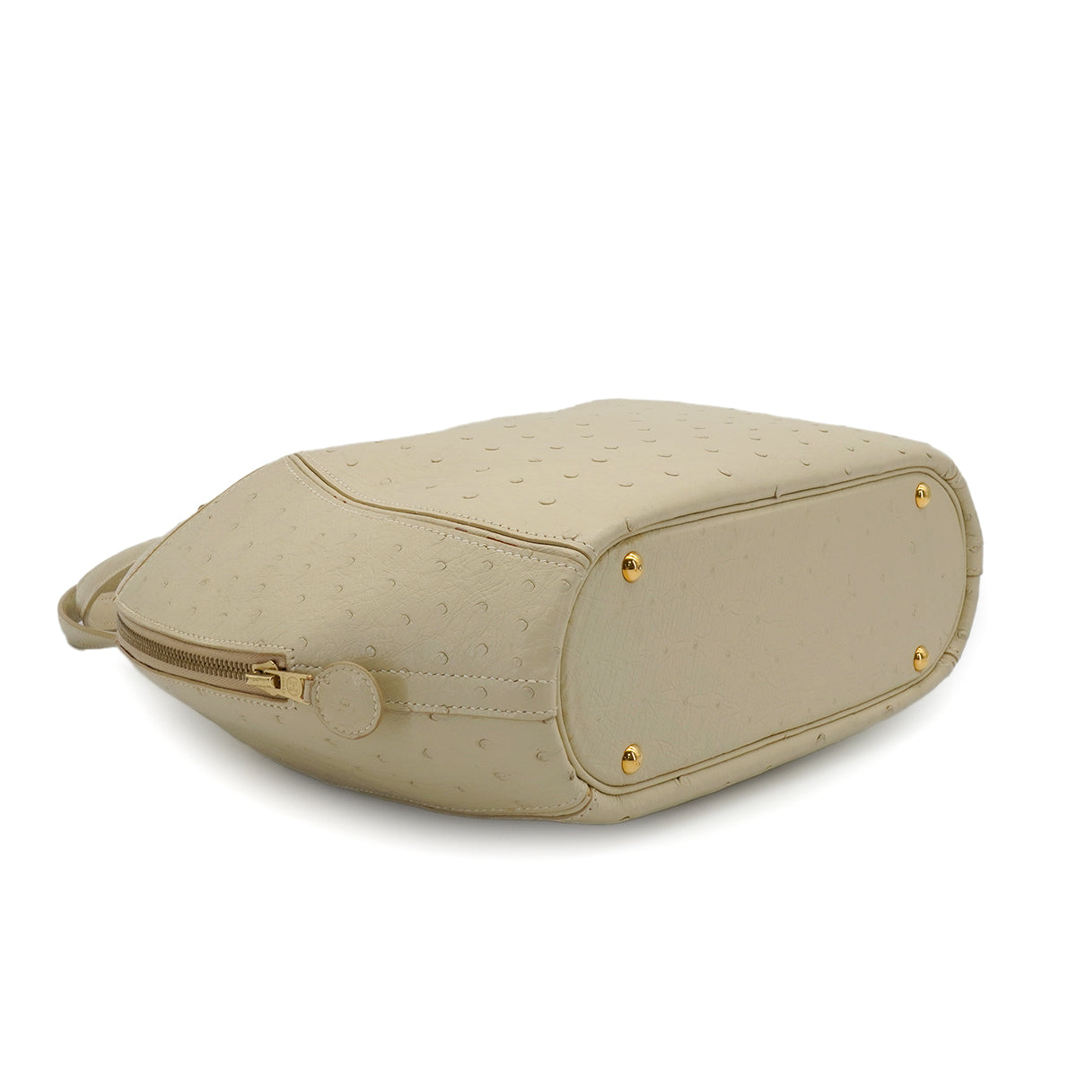 HERMES ILE DE SHIKI BLANCCASSE OSTRICH HAND SHOULDER BAG 1994 CIRCLE X GOLD HARDWARE 90348245