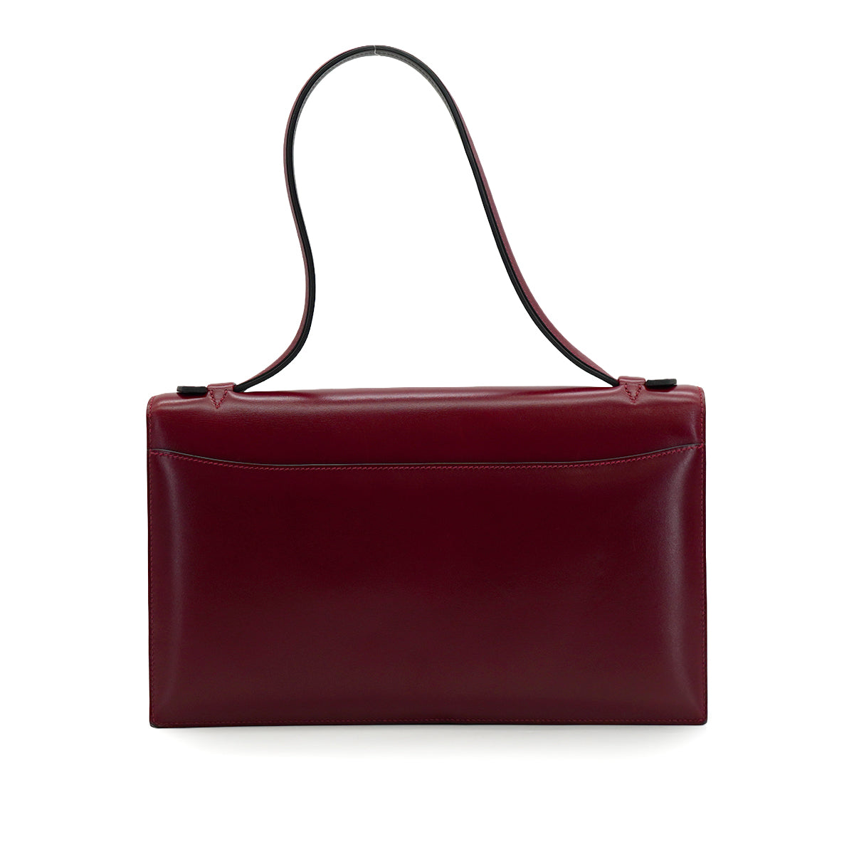 HERMES IRICO ELAN 32 ROUGE H EBENE BOX CALF VEAU SWIFT SHOULDER BAG 2012 SQUARE P PALLADIUM HARDWARE 90342997
