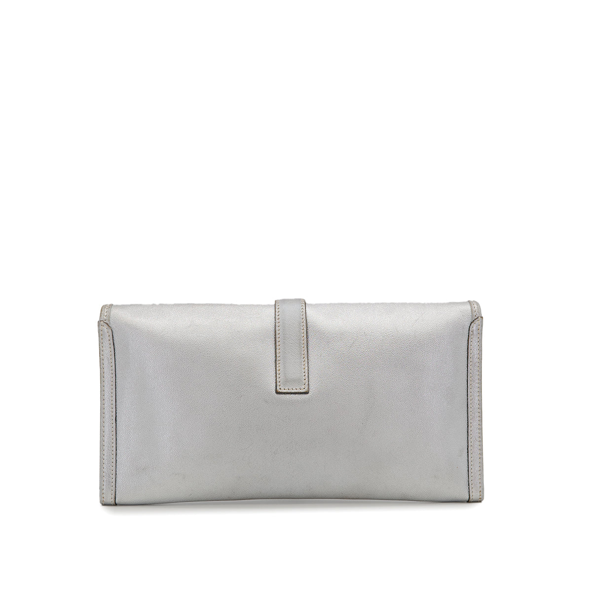 HERMES JIGE ELAN 29 SILVER CHEVRE CLUTCH BAG 2004 SQUARE H 90325324