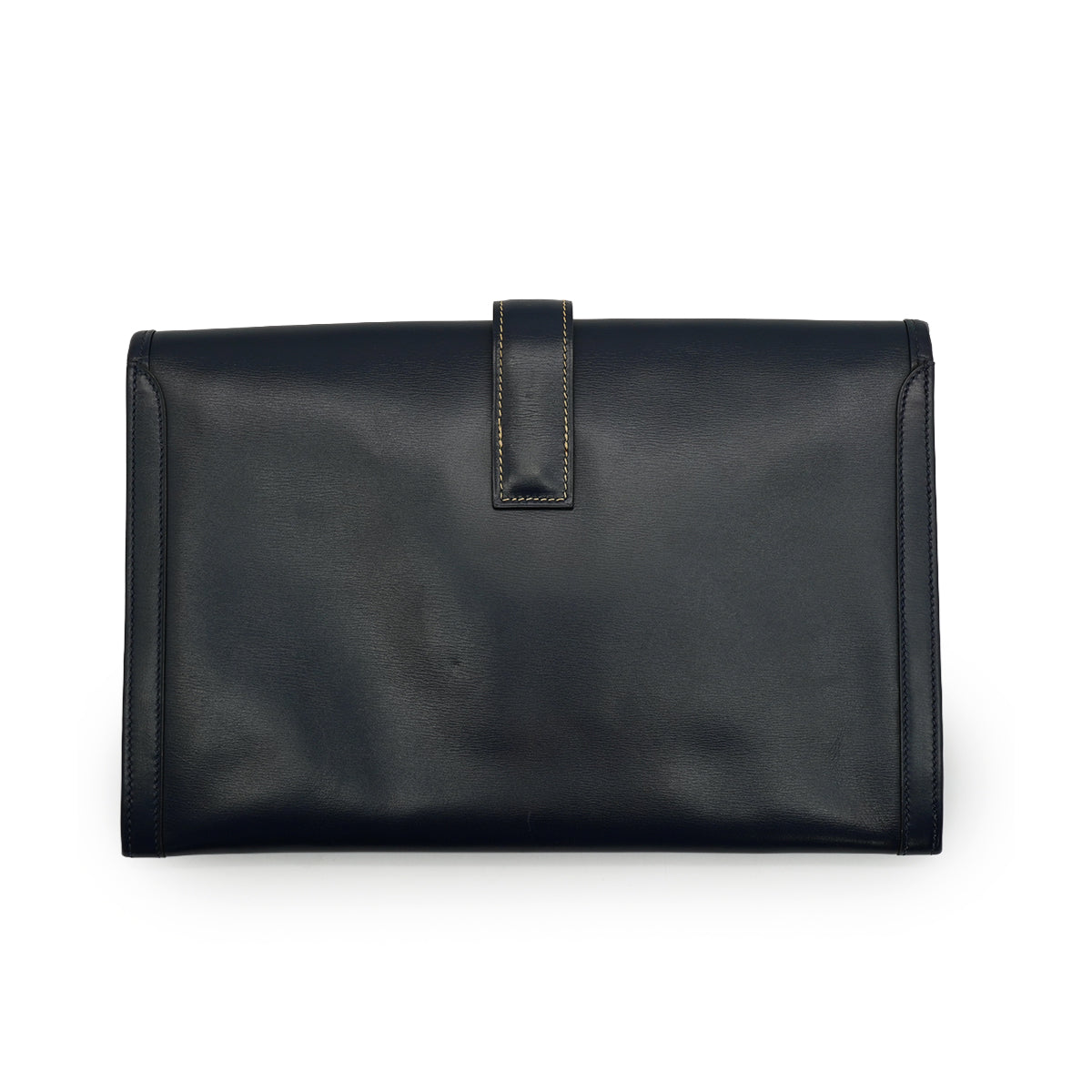 HERMES JIGE PM BLUE INDIGO BOXCALF CLUTCH BAG 1978 CIRCLE H 90338349
