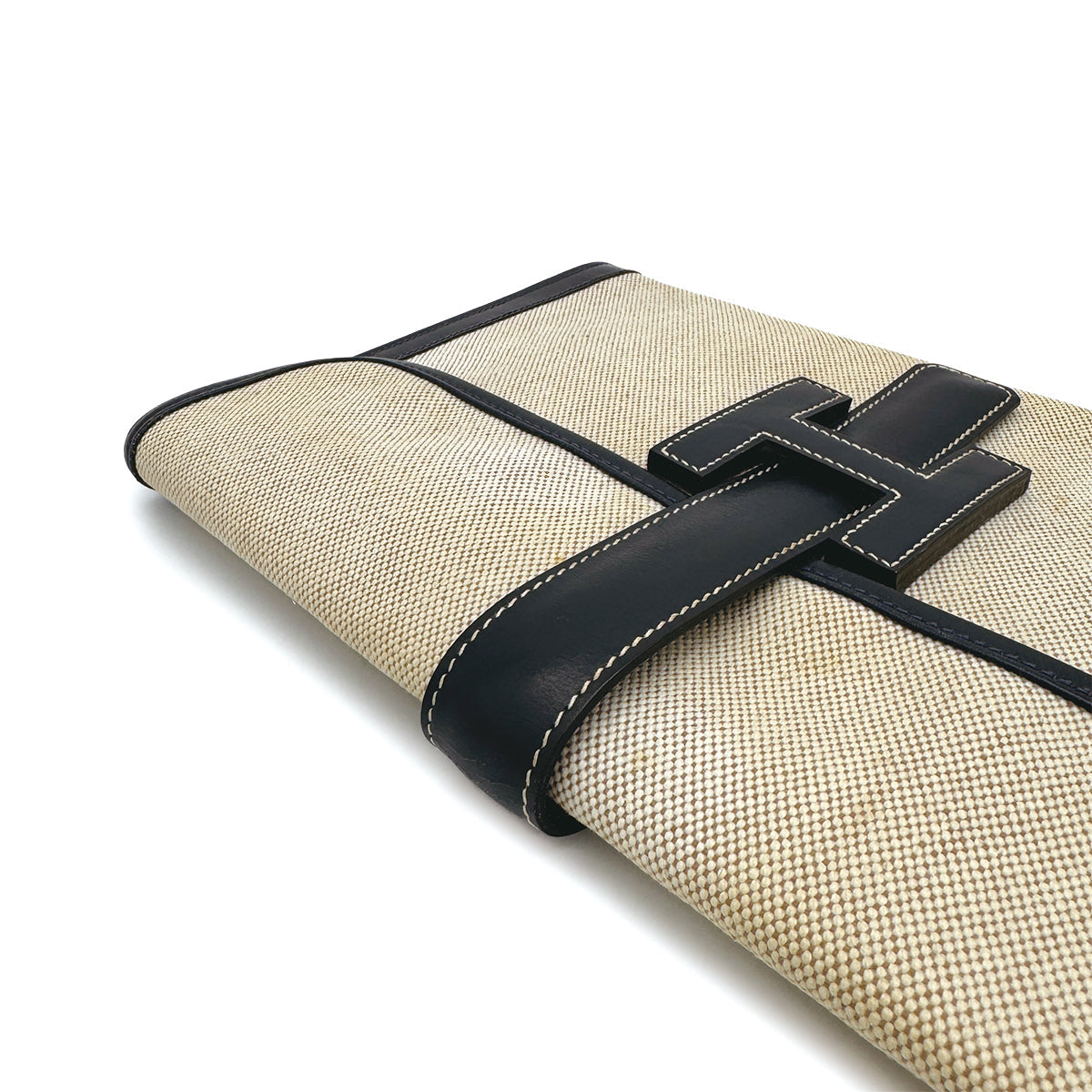 HERMÈS JIGE PM CLUTCH BAG BLUE INDGO BOX CALF TOILE H 1987 CIRCLE Q 90312691