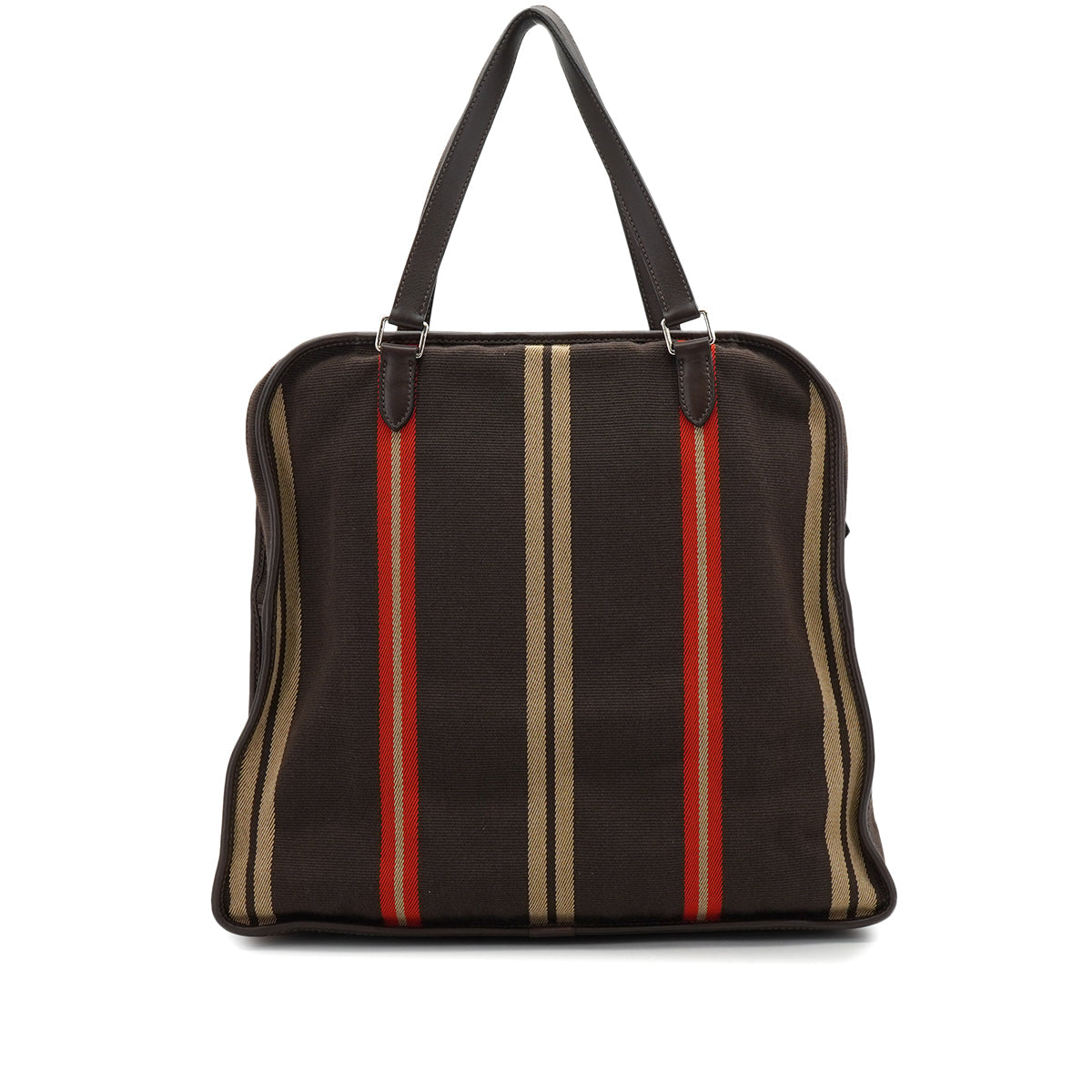HERMES JUMPING CABAS EBENE TOILE CASAQUE EVERCALF TOTE BAG 2007 SQUARE K PALLADIUM HARDWARE 90346871