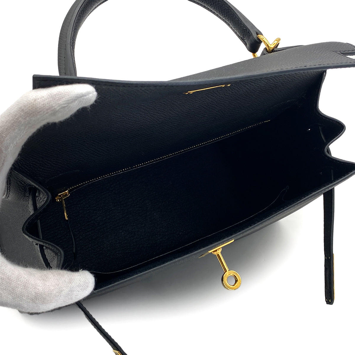 HERMES KELLY 25 SELLIER BLACK EPSOM HAND SHOULDER BAG 2021 Z STAMP GOLD HARDWARE 90325333