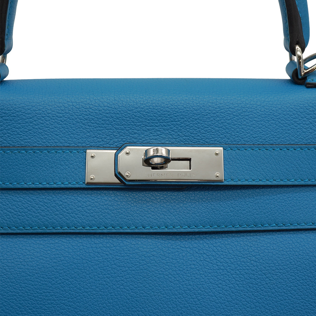 HERMES KELLY 28 RETOURNE BLEU ZANZIBAR EVERCOLOR HAND SHOULDER BAG 2017 A STAMP PALLADIUM HARDWARE 90331405