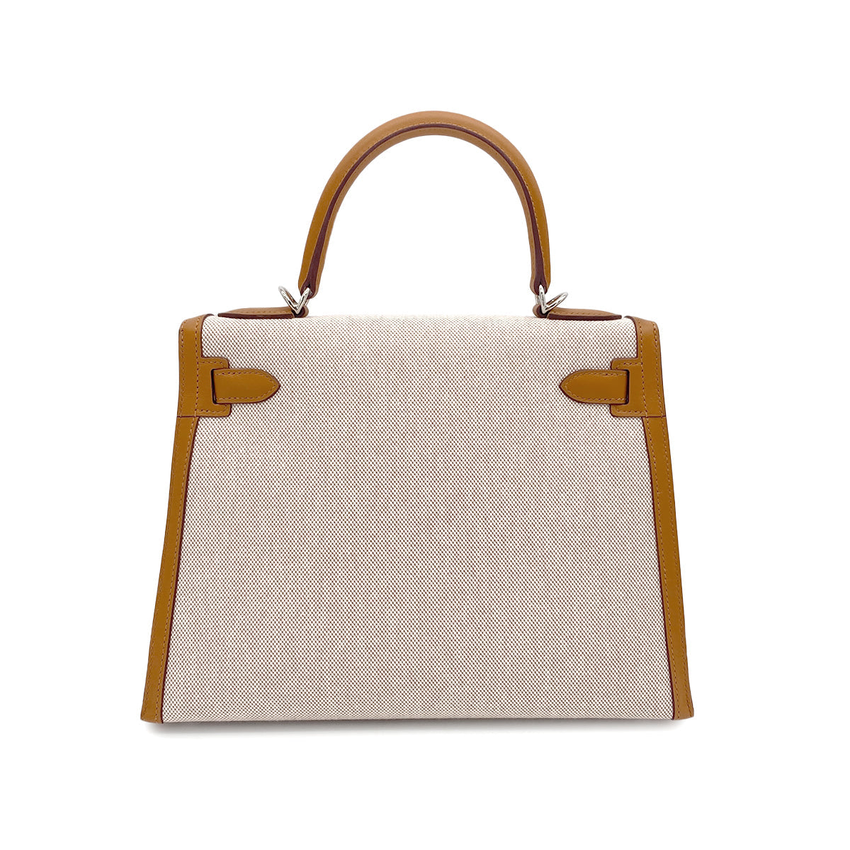HERMES KELLY 28 SELLIER BISCUIT TOILE H VEAU SWIFT HAND SHOULDER BAG 2021 Z STAMP PALLADIUM HARDWARE 90327051