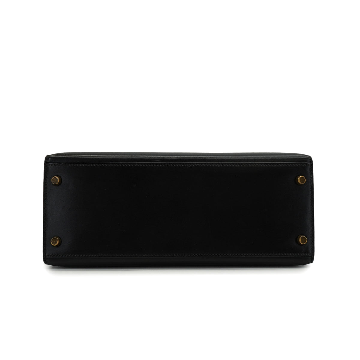 HERMES KELLY 28 SELLIER BLACK BOX CALF HAND SHOULDER BAG 1991 CIRCLE U GOLD HARDWARE 90346863