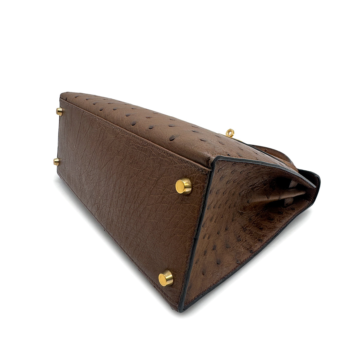 HERMES KELLY 28 SELLIER ETRUSQUE OSTRICH HAND SHOULDER BAG 1998 SQUARE B GOLD HARDWARE 90326720