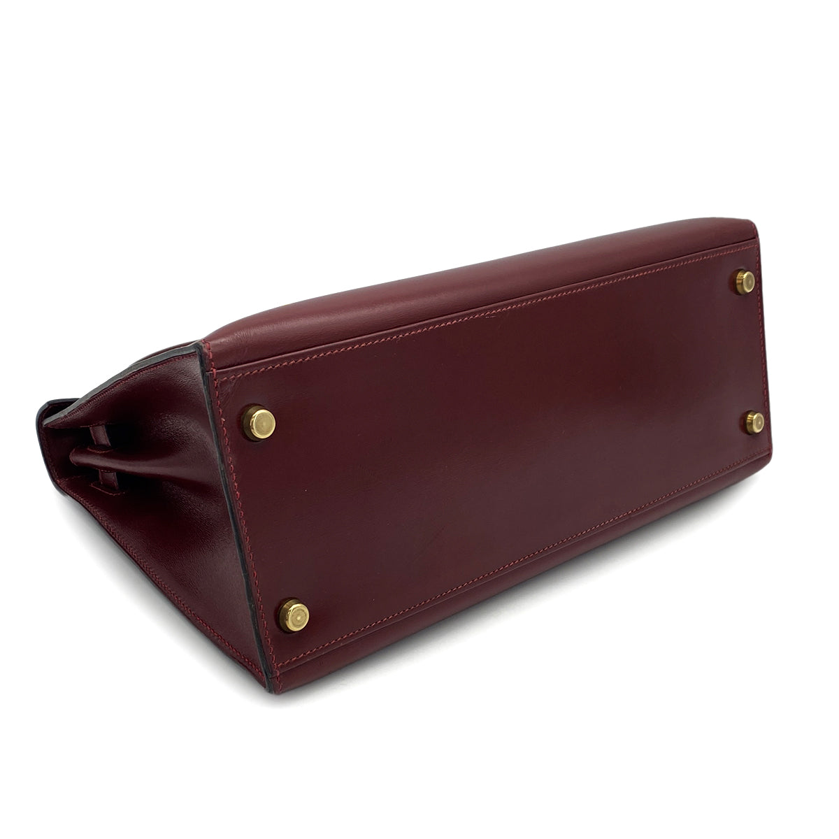 HERMES KELLY 28 SELLIER ROUGE H BOXCALF HAND BAG 1988 CIRCLE R GOLD HARDWARE 90317905